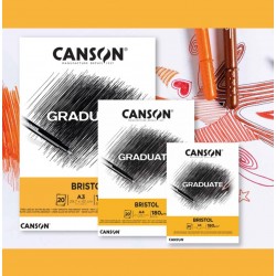 دفتر رسم جريدويت بريستول ناعم مصمغ 180غم 20 ورقة CANSON دفتر رسم جريدويت بريستول ناعم مصمغ 180غم 20 ورقة CANSON