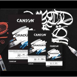 دفتر رسم جريدويت اسود ناعم مصمغ 120غم 20 ورقة CANSON دفتر رسم جريدويت اسود ناعم مصمغ 120غم 20 ورقة CANSON