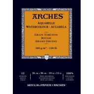 ARCHES AQUARELLE ROUGH GRANA TORCHON 12 SHEETS 300G 100% COTON
