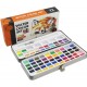 مجموعة الوان مائية 72 لون شفافة حجرية  عالية الجودة مع فرشاة وقلم وإسفنجة علبة المنيوم فاخرة