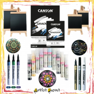 KDZ-6 package mix media for mandela drawing with dots on black surfaces