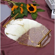 قالب شكل صينية كبيرة مع مسكة ذهبية سيليكون للرزن 24*34 سم