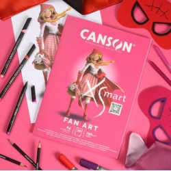 CANSON XSmart FAN ART White Drawing Paper, Plain, 250gsm, Long Side Glued Pad, A4-21x29.7 cm, White, 20 Sheets