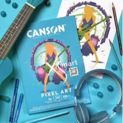 CANSON XSmart, White Drawing Paper, Plain, 120gsm, Long Side Glued Pad, A4-21x29.7cm, White, 40 Sheets