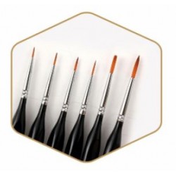 Set of 6 Fine Detailing and Touch-Up Brushes Black Stick
