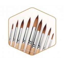 SET 9 PCS Round Brush Mona Lisa Long Stick 