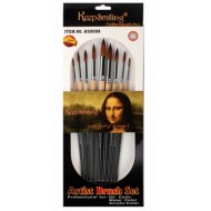 SET 9 PCS Round Brush Mona Lisa Long Stick 