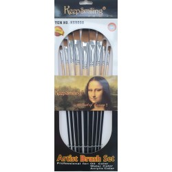  9 Piece Chisel Brush Mona Lisa Long Stick
