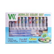 Acrylic Paint Set 12 Colour x 12ml + 3 brushes, palette, and sponge Keep Smiling